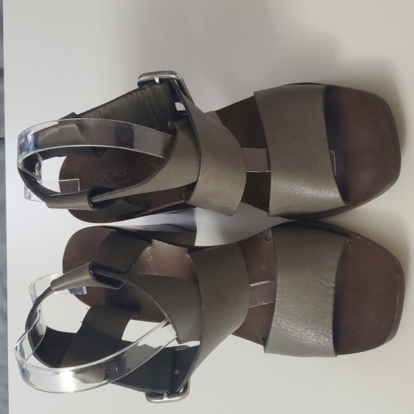 BOEMOS GREY STRAPPY LEATHER HEELED SANDALS ITALY WOMEN'S SIZE 39 OR US 8 - Picture 1 of 8